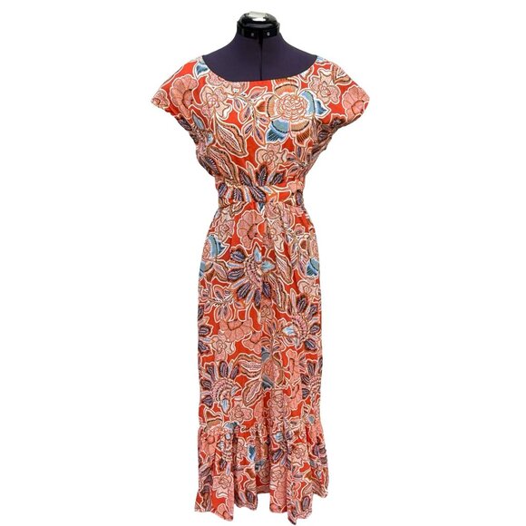 NWT MISA Los Angeles Dana‎ Mae Tangerine Floral Maxi Dress W/ Cut-Outs Size L - Picture 3 of 9